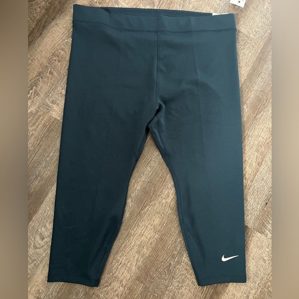 Nike Dark Teal Capri Leggings with White Swoosh